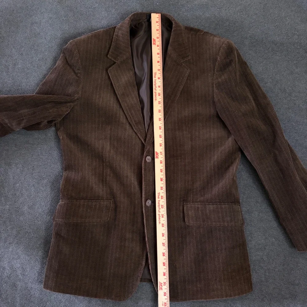 Vintage Corduroy Blazer Mens Large Brown Herringbone Wide Wale Two Button Jacket
